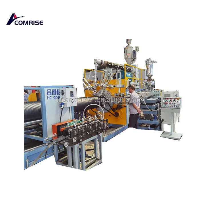 သံမဏိအားဖြည့် Polyethylene Spiral Corraugated ပိုက်ထုတ်လုပ်စက်